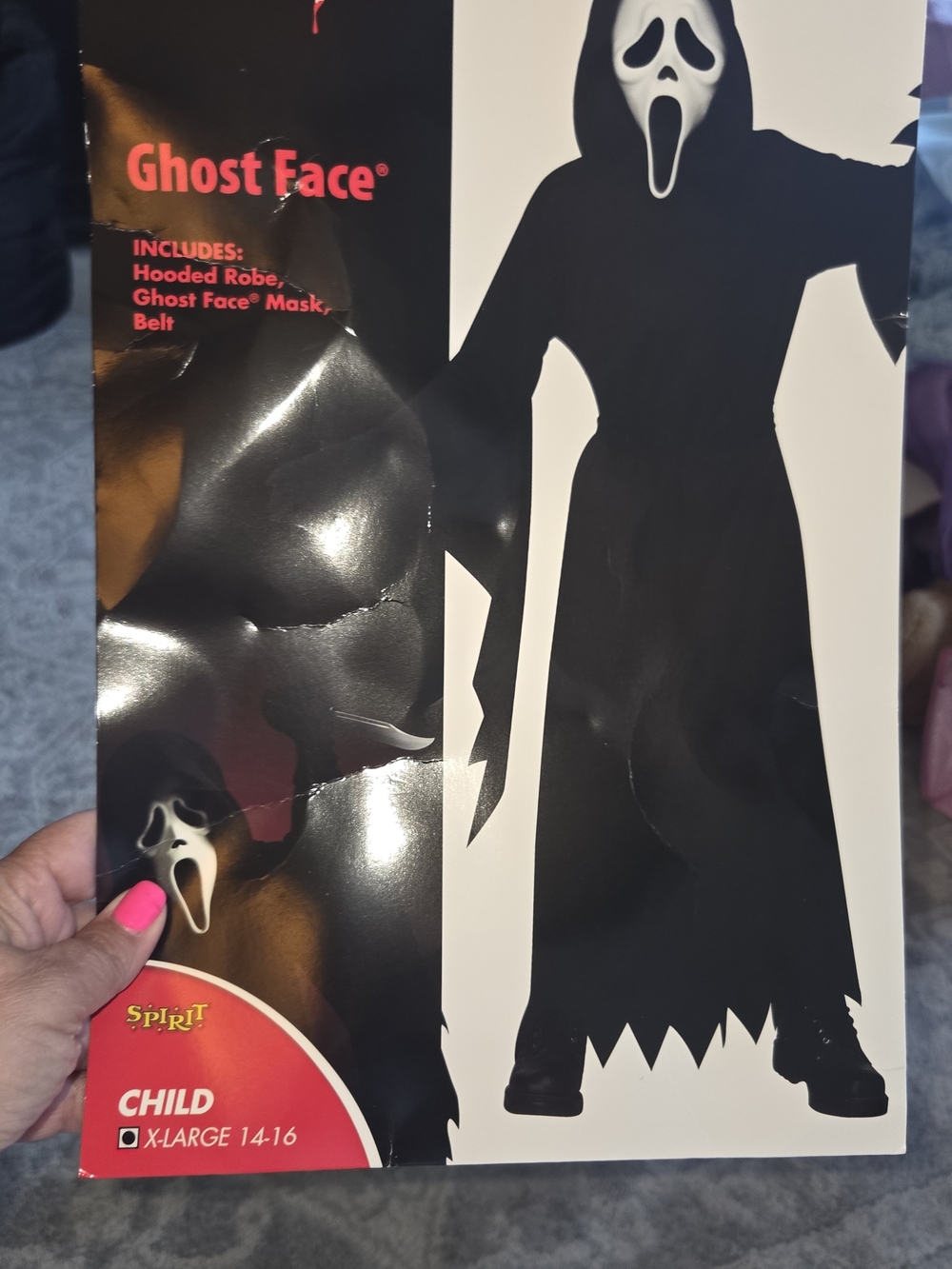 Spirit Ghost Face Child Black Hooded Robe Costume with Mask